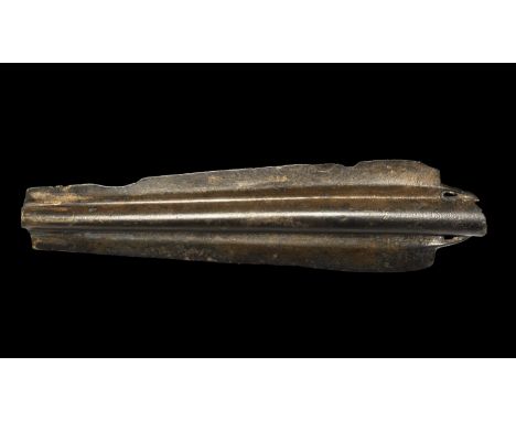 Bronze Age British Basal-Looped and Socketted Spearhead 1800-1500 BC. A large fragment of a long basal-looped spearhead with 