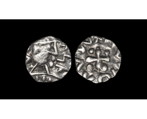 Anglo-Saxon Coins - Continental Series - Series D Type 2c - Portrait Sceatta 695-740 AD, 'heavy' type. Obv: profile bust righ