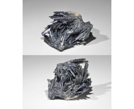 Geological Stibnite Mineral Specimen Radiating groups of acicular stibnite (antimony sulphide) crystals, many terminated, fro