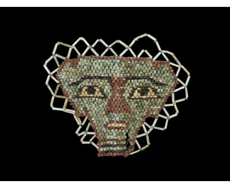 Egyptian Glazed Composition Mummy Bead Mask Ptolemaic Period, 332-30 BC. A restrung panel of small glazed composition beads i