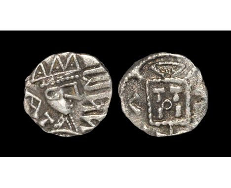Anglo-Saxon Coins - Secondary Phase - Series R1 - Portrait Sceatta 710-760 AD. Obv: profile bust right with runic EPA retrogr