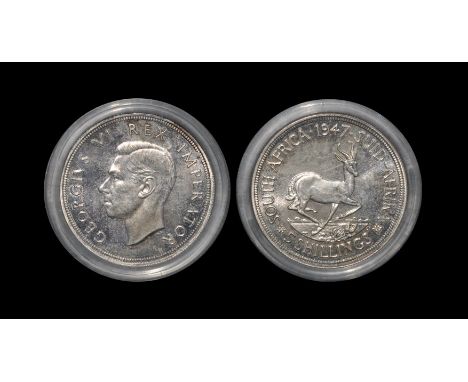 World Coins - South Africa - George VI - 1947 - Crown Dated 1947. Obv: profile bust with GEORGIVS VI REX IMPERATOR legend. Re