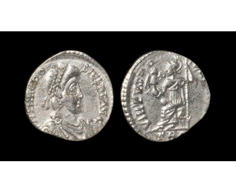 Ancient Roman Imperial Coins - Theodosius I - Virtus Siliqua 388-395 AD, Trier mint. Obv: DN THEODO-SIVS PF AVG legend with p