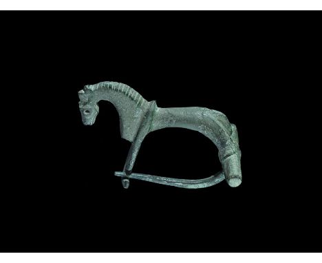 Roman Bronze Horse Brooch 2nd century AD. A bow brooch formed as a standing horse with crossbar to the rear legs, hinged pin 