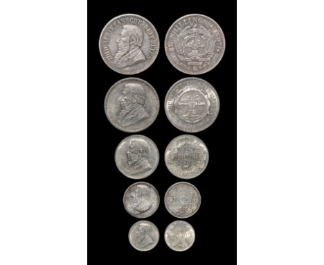 World Coins - South Africa - Republic - 1897 - Silver Year Set - Threepence to Halfcrown [5] Dated 1897. Obvs: profile bust w