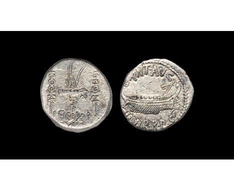 Ancient Roman Imperial Coins - Marc Anthony - Legion XI Denarius 32-31 BC, legionary denarius. Obv: ANT AVG III VIR R P C leg