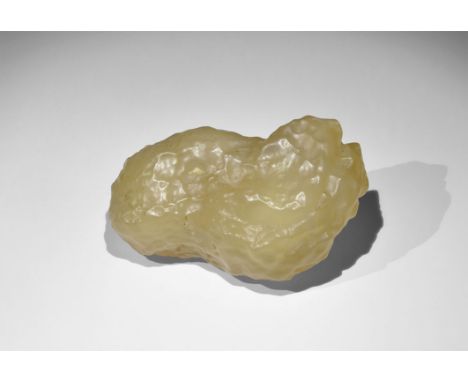 Geological Chalcedony Ventifact Mineral Specimen An unusual ventifact (wind abraded and polished) piece of yellowish-chalcedo