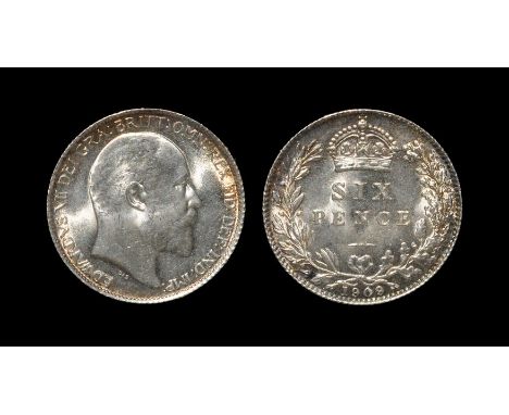 English Milled Coins - Edward VII - 1909 - Sixpence Dated 1909. Obv: profile bust with EDWARDVS VII DEI GRA BRITT OMN REX FID