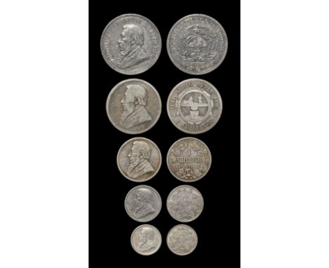 World Coins - South Africa - Republic - 1895 - Silver Year Set - Threepence to Halfcrown [5] Dated 1895. Obvs: profile bust w