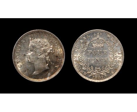 World Coins - British Guiana & West Indies - Victoria - 1891 - 4 Pence Dated 1891. Obv: profile bust with VICTORIA QUEEN lege