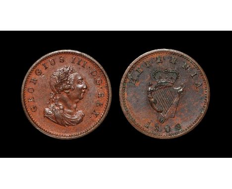 World Coins - Ireland - George III - 1806 - Proof Farthing Dated 1806, bronzed copper proof. Obv: profile bust with GEORGIUS 