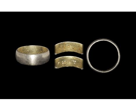 Post Medieval Silver-Gilt 'Love ever' Posy Ring 18th century AD. A broad flat-section hoop with inscription to the inner face