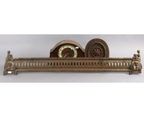 A mid-20th century Tempora mantel clock; a cast-iron fender; various motor car books &amp; magazines, etc. 