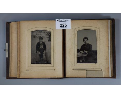 leather portrait album comprising Victorian portrait studies, families, children, etc.(B.P. 21% + VAT) 