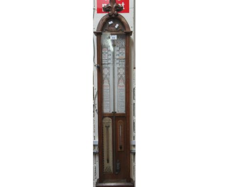 19th century oak cased Admiral Fitzroy's barometer.(B.P. 21% + VAT) Mercury is intact.