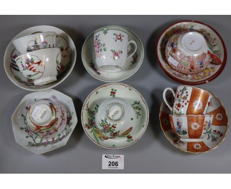 Group of assorted English and Chinese Oriental style tea cups, tea bowls, and saucers, various designs. (15) (B.P. 21% + VAT)