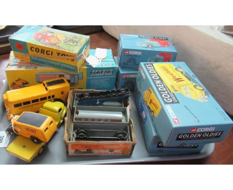 Cogi toys 256 Volkswagen 1200 in East African Safari trim, with rhino and Corgi toys Major 1137 Ford tilt cab H-series with d