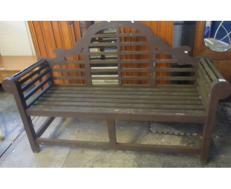 Lutyens Design stained teak arch backed garden seat.  (B.P. 21% + VAT 