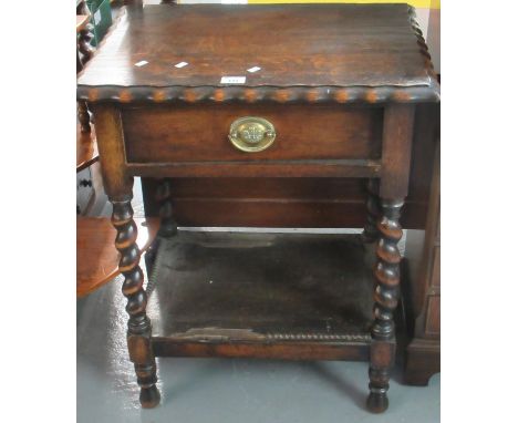 Early 20th century oak single drawer barley twist lamp table with under shelf.(B.P. 21% + VAT) 