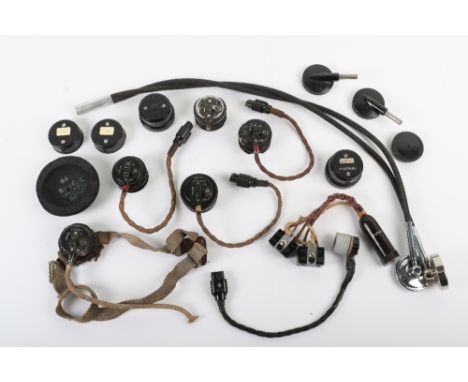 Selection of Spare Parts, including microphones for oxygen masks, flying helmet earphone cups, earphones etc. Many with air m