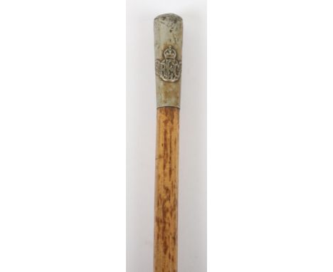 WW1 Royal Flying Corps (RFC) Sergeants Swagger Stick, fine example with bamboo body and white metal thimble top having crowne