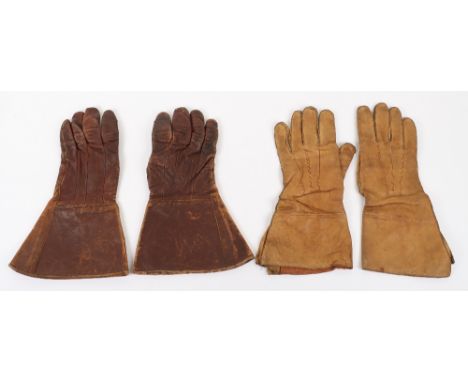 Pair of 1941 Dated Leather Flying Gloves, in light tan leather, the interiors with ink stamps and inked “ROBINS 1633742” and 