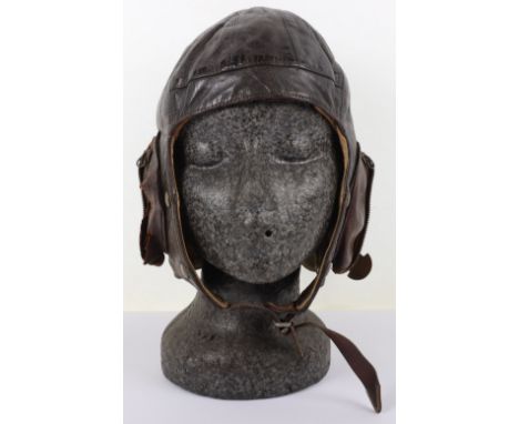 WW2 Royal Air Force 1939 Dated B-Type Flying Helmet, brown leather flying helmet being the pattern worn by RAF fighter pilots