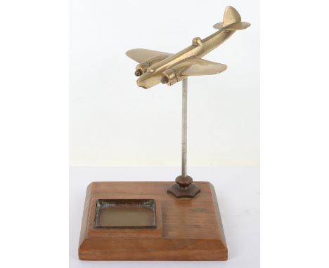 WW2 Desk Model of a Fighter Bomber in Attack Mode, brass model of a twin engine fighter bomber mounted into dive attack pose,