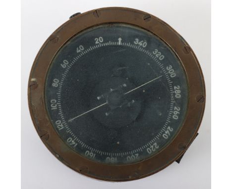 WW2 Japanese Aircraft Compass, blackened body with brass and glass top. Dial to the interior. Body with data plaque still pre