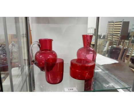 4 PIECES OF VINTAGE ' RUBY RED ' GLASSES