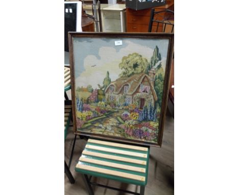 VINTAGE 1930'S NEEDLE POINT - ANNE HATHAWAY'S COTTAGE '