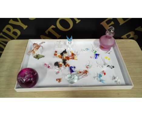 VINTAGE GLASS ANIMALS, PAPER WEIGHTS ETC