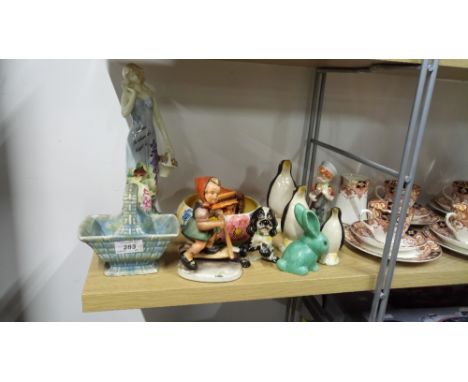 ASSORTED VINTAGE ORNAMENTS INCLUDING OLD TUPTON FIGURE