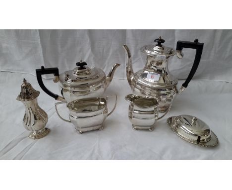 4 piece EP tea/coffee service with EP sugar sifter & butter dish 