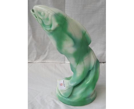 A Royal Doulton fish figure signed Chinese Jade to base, 29cm tall 
