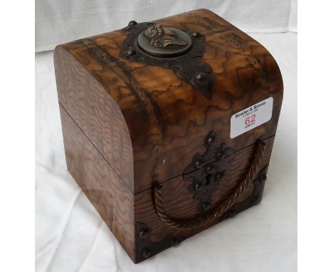 An early Victorian coromandel wood trinket box with blue material interior 