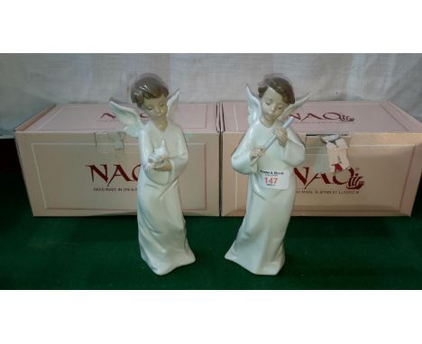 2 Nao Boy & angel figurines, both complete with boxes 