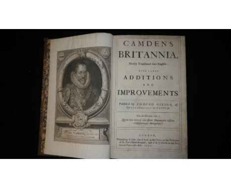 CAMDEN, W. Camden's Britannia, newly translated into English: with large additions and improvements. [Portrait, plates, maps.