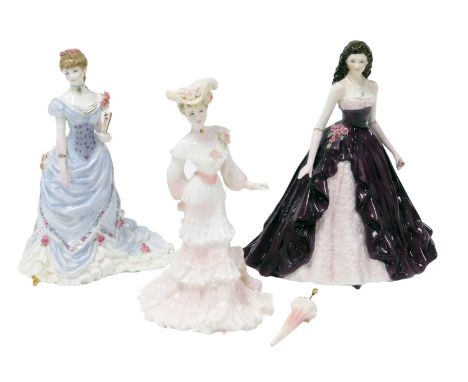 Two Royal Worcester porcelain figures, comprising Charlotte CW572 and Splendour at Court, limited edition 150/12500, together
