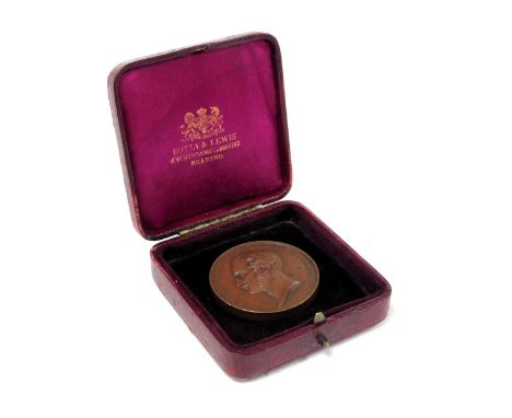 A Victorian Great Exhibition 1851 bronze exhibitor medal, engraved to edge "United Kingdom, class 30, number 214".