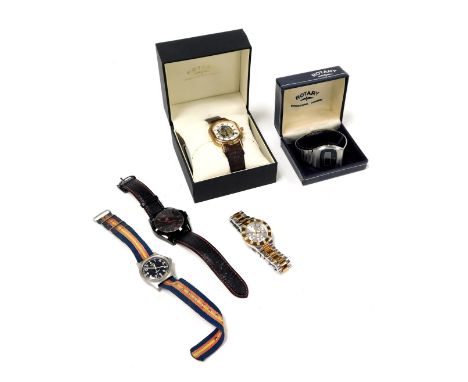 A Rotary gentleman's dress wristwatch, with movement exposed dial, and chapter ring bearing Roman numerals, centre seconds, c