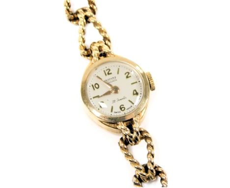 A Rotary Maximus lady's 9ct gold cased wristwatch, circular silver dial with Arabic numerals at evens, twenty one jewelled mo