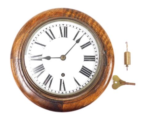 A 19thC and later circular mahogany cased wall clock, dial bearing Roman numerals, thirty hour German movement, with key, 27c
