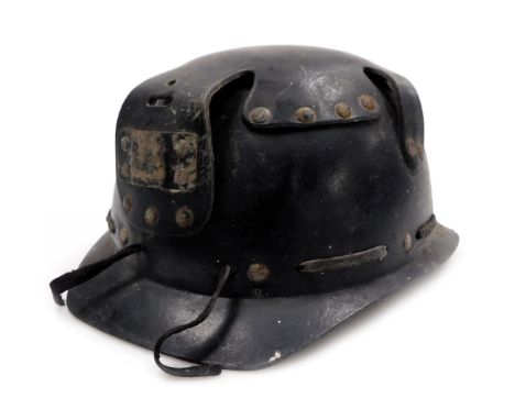 A vintage mid century Huwood light coal miner's hard hat. 