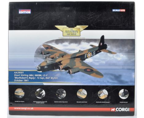 A Corgi made Aviation Archive 1/72 scale boxed military Limited Edition diecast scale model plane AA39501 Short Stirling Mk1 