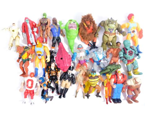 A collection of retro vintage 1980s action figures to include; Kenner The Real Ghostbusters, Mattel Masters Of The Universe /