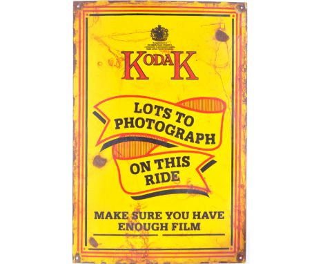 Funfair - Kodak - a scarce original vintage 1950s / 60s Kodak advertising enamel sign from a railway / funfair, reading ' Kod
