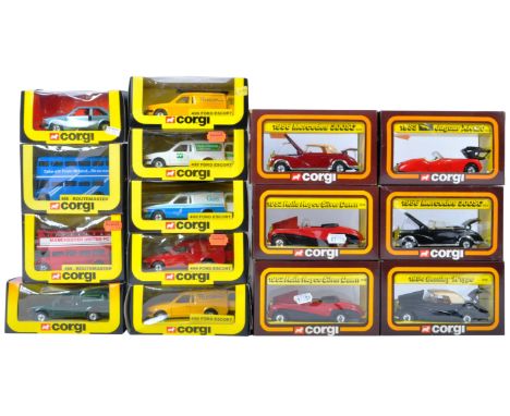 A collection of x15 original vintage boxed Corgi made diecast model cars and buses to include models No. 806 Mercedes 300SC, 