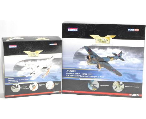 Corgi Aviation Archive - x2 Corgi Limited Edition 1/72 and 1/48 scale boxed diecast model aeroplanes / planes. AA38901 Fokker