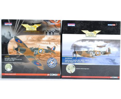 Corgi Aviation Archive - x2 Corgi Limited Edition 1/72 scale boxed diecast model aeroplanes / planes. AA39201 Spitfire Mkla a
